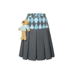 13De Marzo Diamond Checked Long Skirt