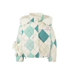 13De Marzo Diamond Checked Down Jacket Green