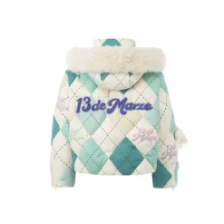 13De Marzo Diamond Checked Down Jacket Green