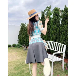 13De Marzo Diamond Checked Long Skirt