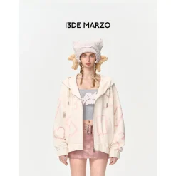 13De Marzo Digital Logo Monogram Hoodie Beige
