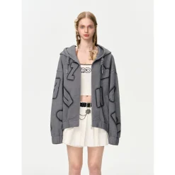 13De Marzo Digital Logo Monogram Hoodie Gray