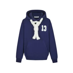 13De Marzo Doozoo Bear Adjustable String Hoodie Navy Blue
