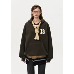 13De Marzo Doozoo Bear Adjustable String Hoodie Brown