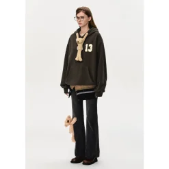 13De Marzo Doozoo Bear Adjustable String Hoodie Brown