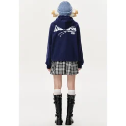 13De Marzo Doozoo Bear Adjustable String Hoodie Navy Blue