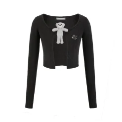 13De Marzo Doozoo Bear Buckle Cardigan Black