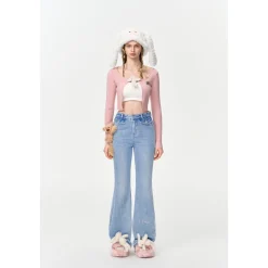 13De Marzo Doozoo Bear Buckle Cardigan Pink