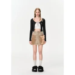 13De Marzo Doozoo Bear Buckle Cardigan Black