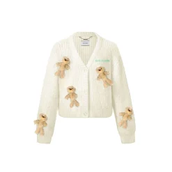 13De Marzo Doozoo Bear Knit Cardigan White