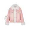 13De Marzo Doozoo Fleece Patchwork Denim Jacket Pink