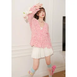 13De Marzo Doozoo Fruit Weave Cardigan Pink