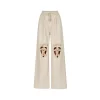 13De Marzo Doozoo Knee Hollow Out Heart Sweat Pants Apricot