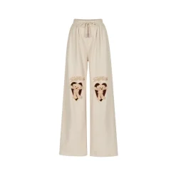 13De Marzo Doozoo Knee Hollow Out Heart Sweat Pants Apricot
