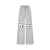 13De Marzo Doozoo Knee Hollow Out Heart Sweat Pants Gray