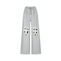 13De Marzo Doozoo Knee Hollow Out Heart Sweat Pants Gray