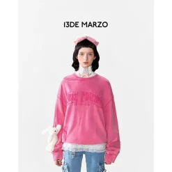 13De Marzo Doozoo Malposition Washed Sweater Pink
