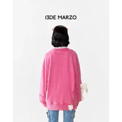 13De Marzo Doozoo Malposition Washed Sweater Pink