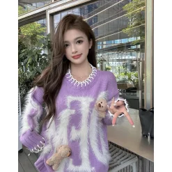 13De Marzo Doozoo Mohair Logo Sweater Purple