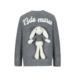 13De Marzo Doozoo Pearl Embroidery Cardigan Gray