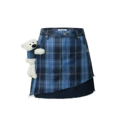 13De Marzo Doozoo Plaid Denim Skirt Blue