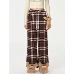 13De Marzo Doozoo Plaid Straight Pants Brown