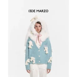 13De Marzo Doozoo Rabbit Knit Cardigan Blue