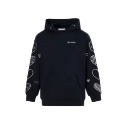 13De Marzo Doozoo Rhinestone Heart Hoodie Dark Blue