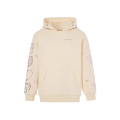 13De Marzo Doozoo Rhinestone Heart Hoodie Beige