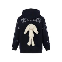 13De Marzo Doozoo Rhinestone Heart Hoodie Dark Blue