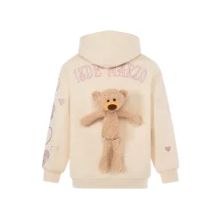 13De Marzo Doozoo Rhinestone Heart Hoodie Beige