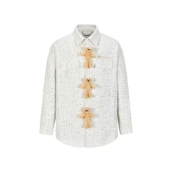 13De Marzo Doozoo Sequin Tweed Shirt Jacket Beige