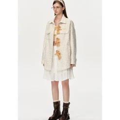 13De Marzo Doozoo Sequin Tweed Shirt Jacket Beige
