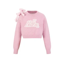 13De Marzo Doozoo Shoulder Bear Short Knit Sweater Pink