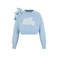 13De Marzo Doozoo Shoulder Bear Short Knit Sweater Blue