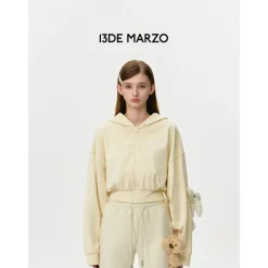 13De Marzo Doozoo Sports Zip Up Top Beige