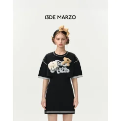 13De Marzo Doozoo Waist Cutting Tee Dress Black