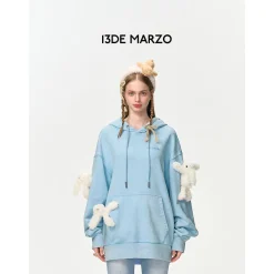 13De Marzo Doozoo Washed Faded Hoodie Blue