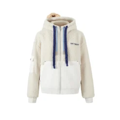 13De Marzo Double Drawstring Fleece Coat Hoodie White