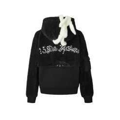 13De Marzo Double Drawstring Fleece Coat Hoodie Black