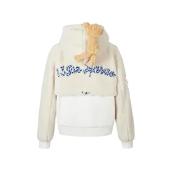 13De Marzo Double Drawstring Fleece Coat Hoodie White