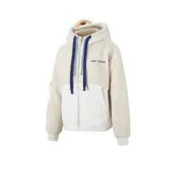 13De Marzo Double Drawstring Fleece Coat Hoodie White
