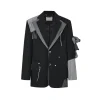 13De Marzo Double Layered Knit Patch Suit Jacket Black