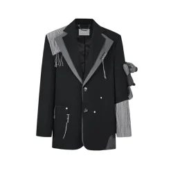 13De Marzo Double Layered Knit Patch Suit Jacket Black