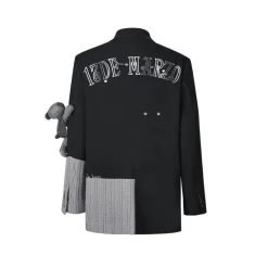13De Marzo Double Layered Knit Patch Suit Jacket Black