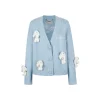 13De Marzo Drilled Bear V-Neck Knit Cardigan Light Blue