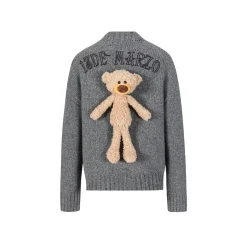 13De Marzo Embroidery Logo V-Neck Doozoo Cardigan Gray
