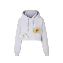 13De Marzo Embroidery Logo Short Pattern Hoodie Purple