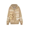 13De Marzo Fair Isle Jacquard Knit Hoodie Khaki