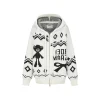 13De Marzo Fair Isle Jacquard Knit Hoodie White